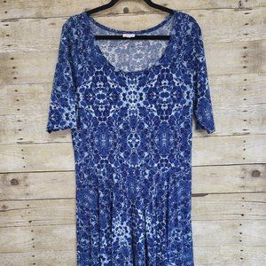 LuLaRoe 2XL Nicole - Shades of Blue and White Design